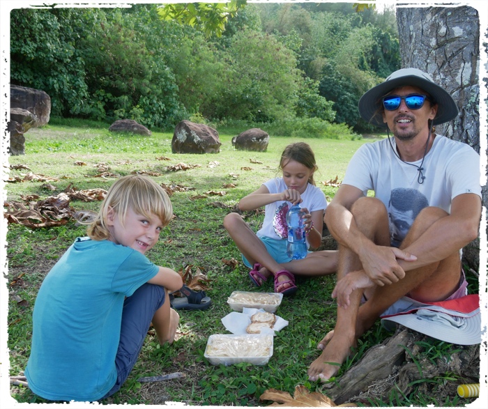 Polynesian picnic after a long walk